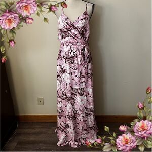 Sunrise in Paradise Pink Multi Tropical Print‎ Maxi Dress